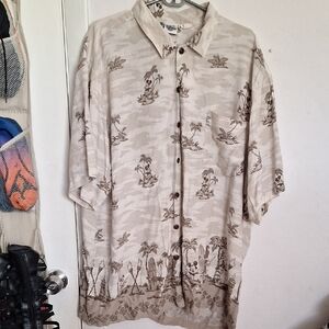 Men's Beige Tropical Print Shirt